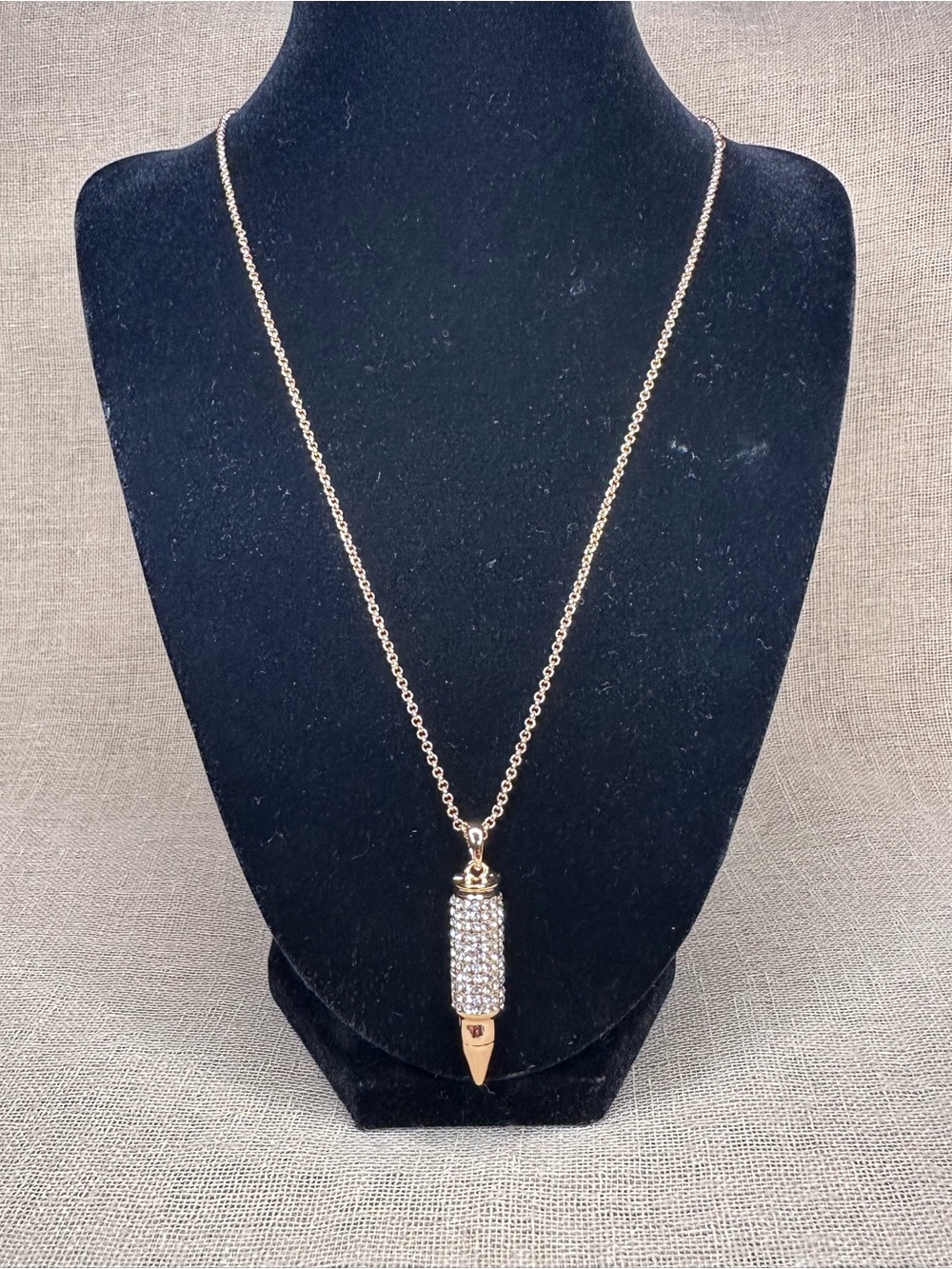 Sparkling Pavé Crystal Bullet Pendant Necklace